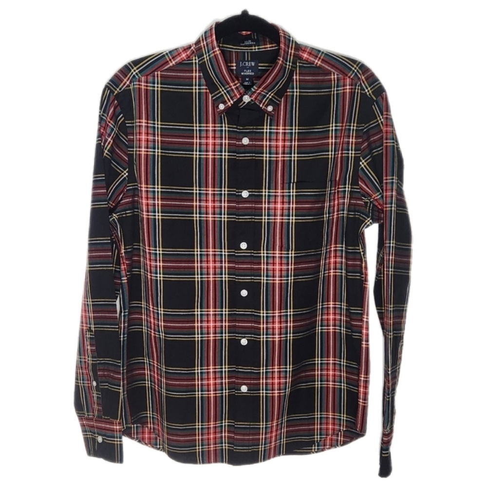 J. Crew Plaid Flannel shirt Blue Red Yellow Stripes